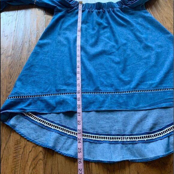 Denim Off Shoulder Top Bell Sleeves‎ - Picture 10 of 12